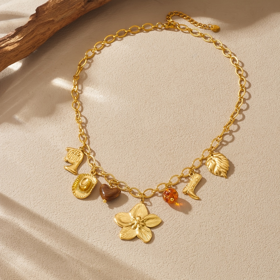 Women's 18k Gold-Plated Multi Pendant Necklace